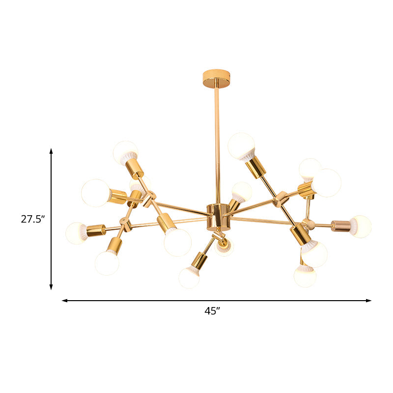 Gold Sputnik Hanging Ceiling Light Modern Nordic 15 Lights Iron Chandelier Pendant Lamp for Living Room Clearhalo 'Ceiling Lights' 'Chandeliers' 'Glass shade' 'Glass' 'Modern Chandeliers' 'Modern' Lighting' 512483
