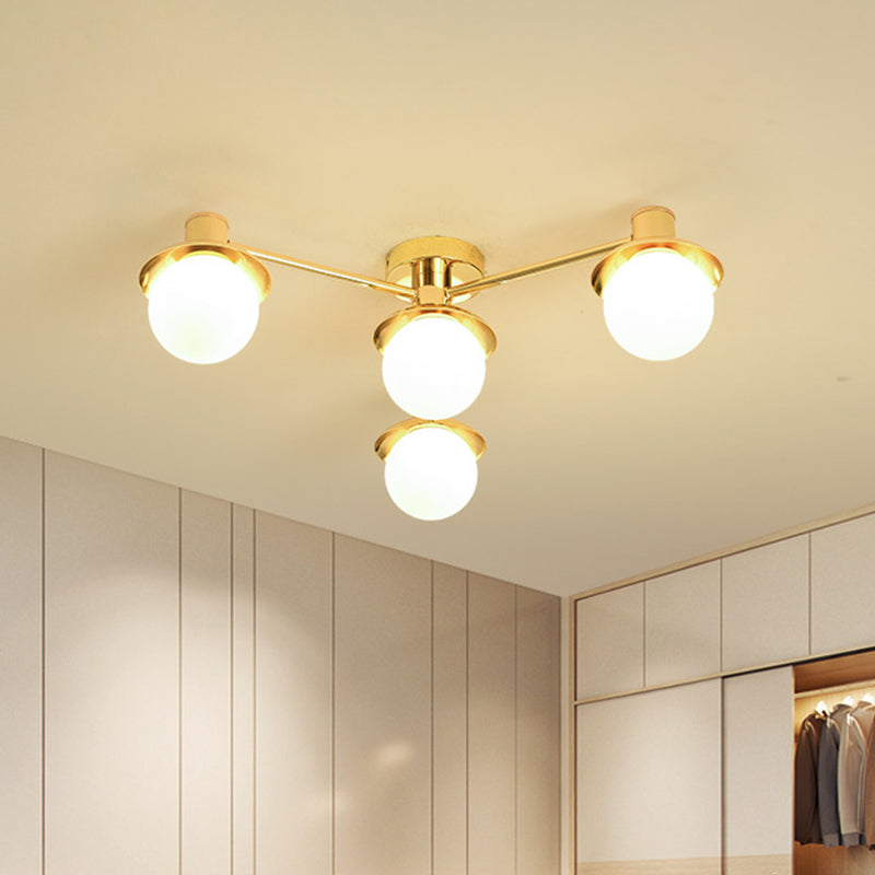 Radial Metal Flush Mounted Light Modernist 4 Lights Brass Finish Flushmount for Bedroom Clearhalo 'Ceiling Lights' 'Close To Ceiling Lights' 'Close to ceiling' 'Flush mount' Lighting' 512708