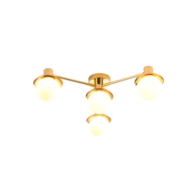 Radial Metal Flush Mounted Light Modernist 4 Lights Brass Finish Flushmount for Bedroom Clearhalo 'Ceiling Lights' 'Close To Ceiling Lights' 'Close to ceiling' 'Flush mount' Lighting' 512709