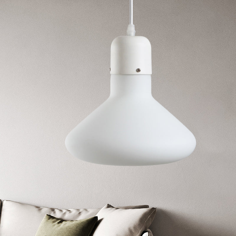 1 Light Dining Room Pendant Light Simple White Suspension Light with Cone/Globe/Cylinder Glass Design Clearhalo 'Ceiling Lights' 'Glass shade' 'Glass' 'Modern Pendants' 'Modern' 'Pendant Lights' 'Pendants' Lighting' 512860
