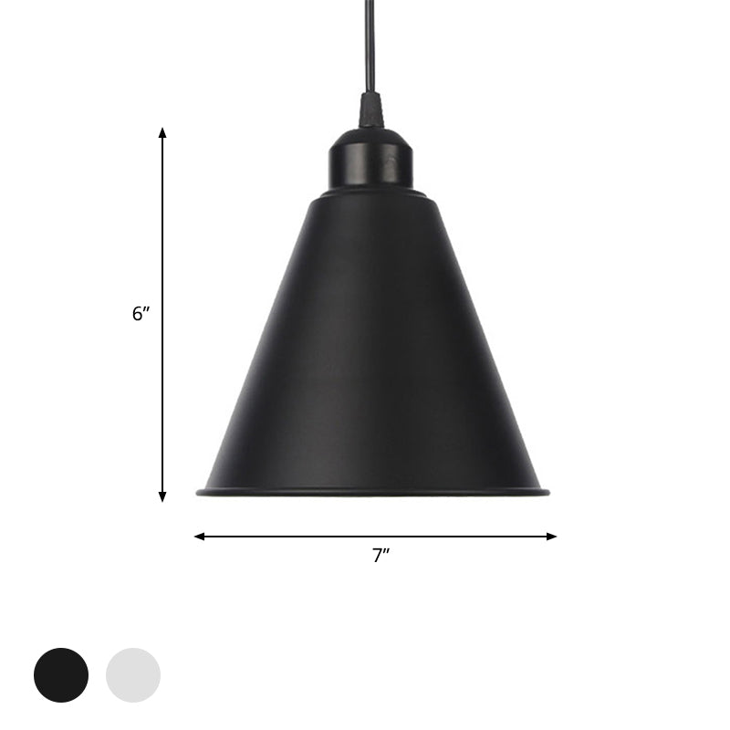 1 Light Indoor Pendant Lighting Farmhouse Black/White Hanging Light Fixture with Cone/Wavy/Wide Flare Metal Shade Clearhalo 'Art Deco Pendants' 'Black' 'Cast Iron' 'Ceiling Lights' 'Ceramic' 'Crystal' 'Industrial Pendants' 'Industrial' 'Metal' 'Middle Century Pendants' 'Pendant Lights' 'Pendants' 'Rustic Pendants' 'Tiffany' Lighting' 513370