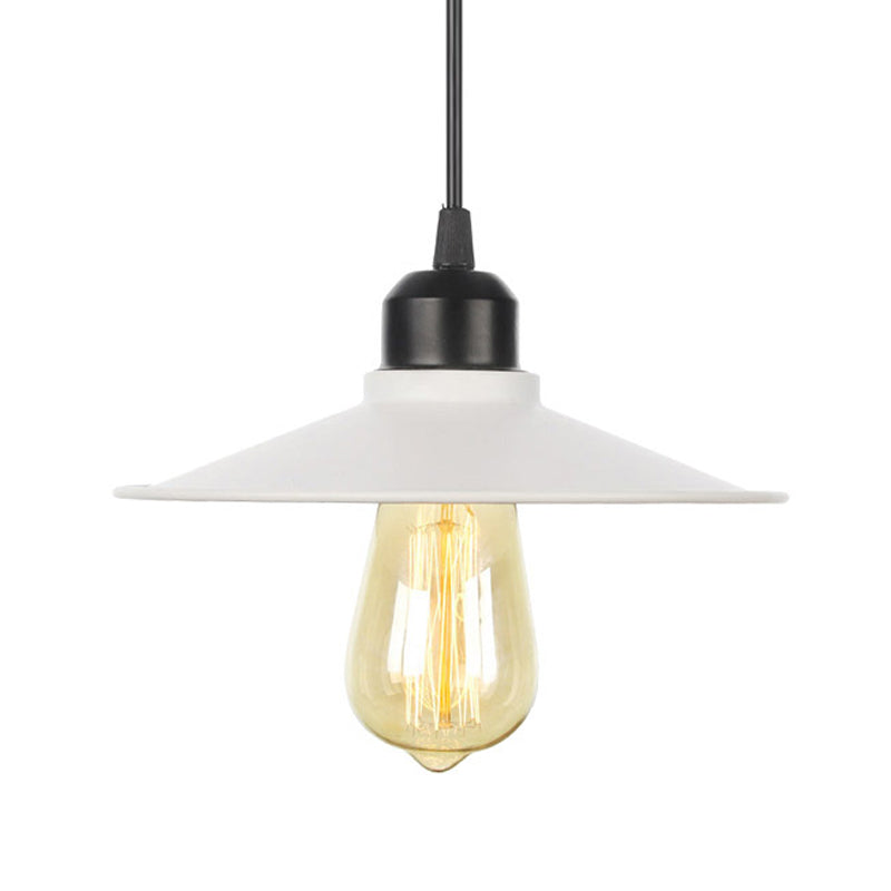 1 Light Indoor Pendant Lighting Farmhouse Black/White Hanging Light Fixture with Cone/Wavy/Wide Flare Metal Shade Clearhalo 'Art Deco Pendants' 'Black' 'Cast Iron' 'Ceiling Lights' 'Ceramic' 'Crystal' 'Industrial Pendants' 'Industrial' 'Metal' 'Middle Century Pendants' 'Pendant Lights' 'Pendants' 'Rustic Pendants' 'Tiffany' Lighting' 513377