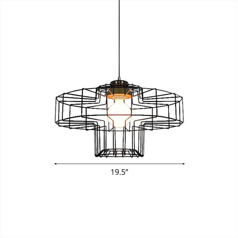 1 Head Hanging Pendant Light with Barrel/Cylinder Cage Shade Metal Retro Style Bedroom Hanging Lamp in Black Clearhalo 'Art Deco Pendants' 'Black' 'Cast Iron' 'Ceiling Lights' 'Ceramic' 'Crystal' 'Industrial Pendants' 'Industrial' 'Metal' 'Middle Century Pendants' 'Pendant Lights' 'Pendants' 'Rustic Pendants' 'Tiffany' Lighting' 5139