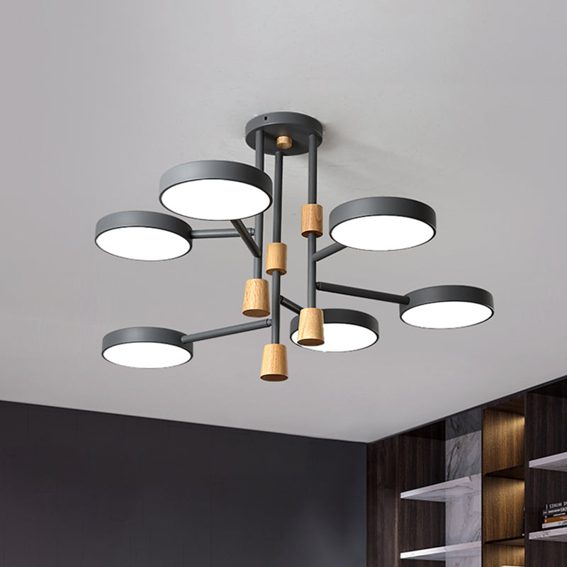 Macaron Round Flushmount Lighting Metallic 6 Heads Living Room Grey/Green/White LED Semi Flush Mount Lamp Clearhalo 'Ceiling Lights' 'Close To Ceiling Lights' 'Close to ceiling' 'Semi-flushmount' Lighting' 518871