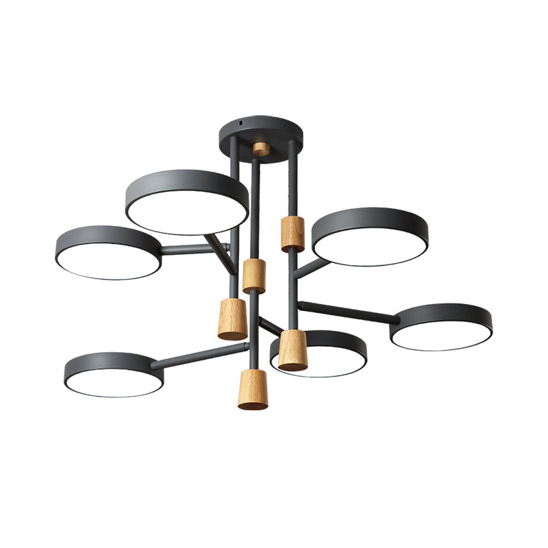 Macaron Round Flushmount Lighting Metallic 6 Heads Living Room Grey/Green/White LED Semi Flush Mount Lamp Clearhalo 'Ceiling Lights' 'Close To Ceiling Lights' 'Close to ceiling' 'Semi-flushmount' Lighting' 518872
