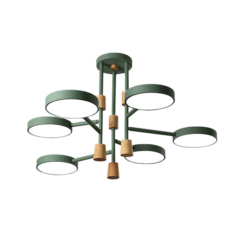 Macaron Round Flushmount Lighting Metallic 6 Heads Living Room Grey/Green/White LED Semi Flush Mount Lamp Clearhalo 'Ceiling Lights' 'Close To Ceiling Lights' 'Close to ceiling' 'Semi-flushmount' Lighting' 518877