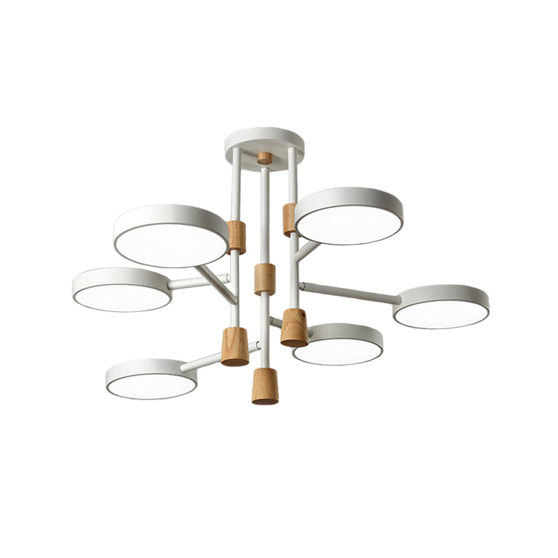 Macaron Round Flushmount Lighting Metallic 6 Heads Living Room Grey/Green/White LED Semi Flush Mount Lamp Clearhalo 'Ceiling Lights' 'Close To Ceiling Lights' 'Close to ceiling' 'Semi-flushmount' Lighting' 518881
