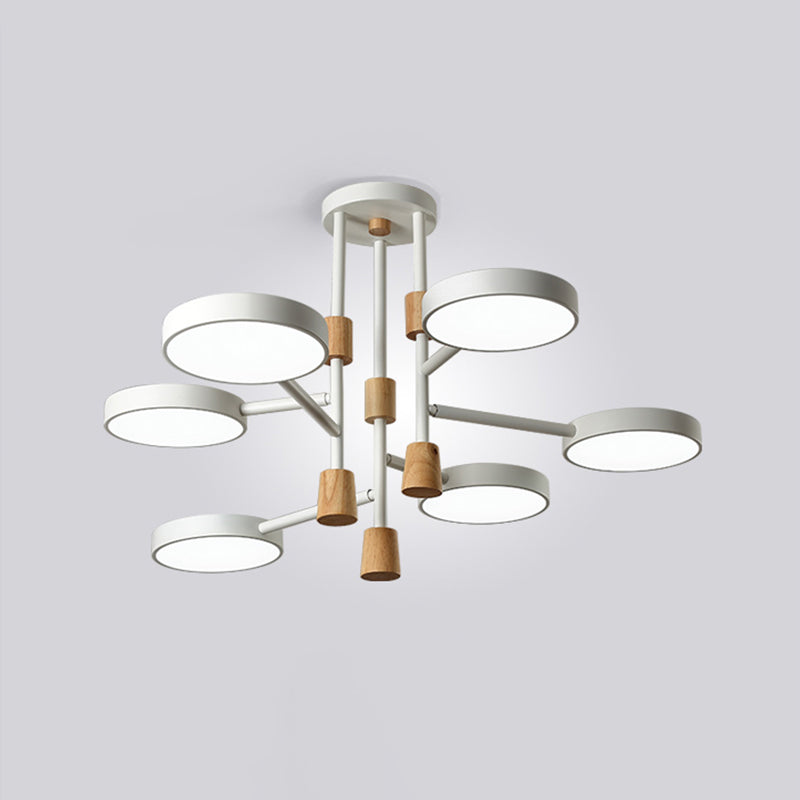 Macaron Round Flushmount Lighting Metallic 6 Heads Living Room Grey/Green/White LED Semi Flush Mount Lamp Clearhalo 'Ceiling Lights' 'Close To Ceiling Lights' 'Close to ceiling' 'Semi-flushmount' Lighting' 518882