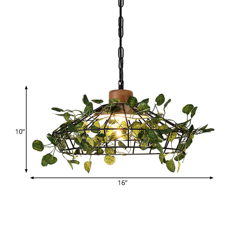 1 Bulb Cage Hanging Pendant Vintage Black Metal LED Plant Ceiling Hang Fixture for Restaurant Clearhalo 'Art Deco Pendants' 'Black' 'Cast Iron' 'Ceiling Lights' 'Ceramic' 'Crystal' 'Industrial Pendants' 'Industrial' 'Metal' 'Middle Century Pendants' 'Pendant Lights' 'Pendants' 'Rustic Pendants' 'Tiffany' Lighting' 519204