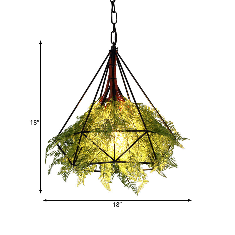 Metal Black Plant Drop Lamp Diamond 1 Head Industrial LED Down Lighting Pendant for Restaurant, 15"/18"/23.5" Wide Clearhalo 'Art Deco Pendants' 'Black' 'Cast Iron' 'Ceiling Lights' 'Ceramic' 'Crystal' 'Industrial Pendants' 'Industrial' 'Metal' 'Middle Century Pendants' 'Pendant Lights' 'Pendants' 'Rustic Pendants' 'Tiffany' Lighting' 519226