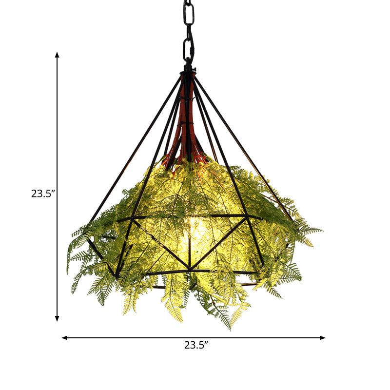 Metal Black Plant Drop Lamp Diamond 1 Head Industrial LED Down Lighting Pendant for Restaurant, 15"/18"/23.5" Wide Clearhalo 'Art Deco Pendants' 'Black' 'Cast Iron' 'Ceiling Lights' 'Ceramic' 'Crystal' 'Industrial Pendants' 'Industrial' 'Metal' 'Middle Century Pendants' 'Pendant Lights' 'Pendants' 'Rustic Pendants' 'Tiffany' Lighting' 519227