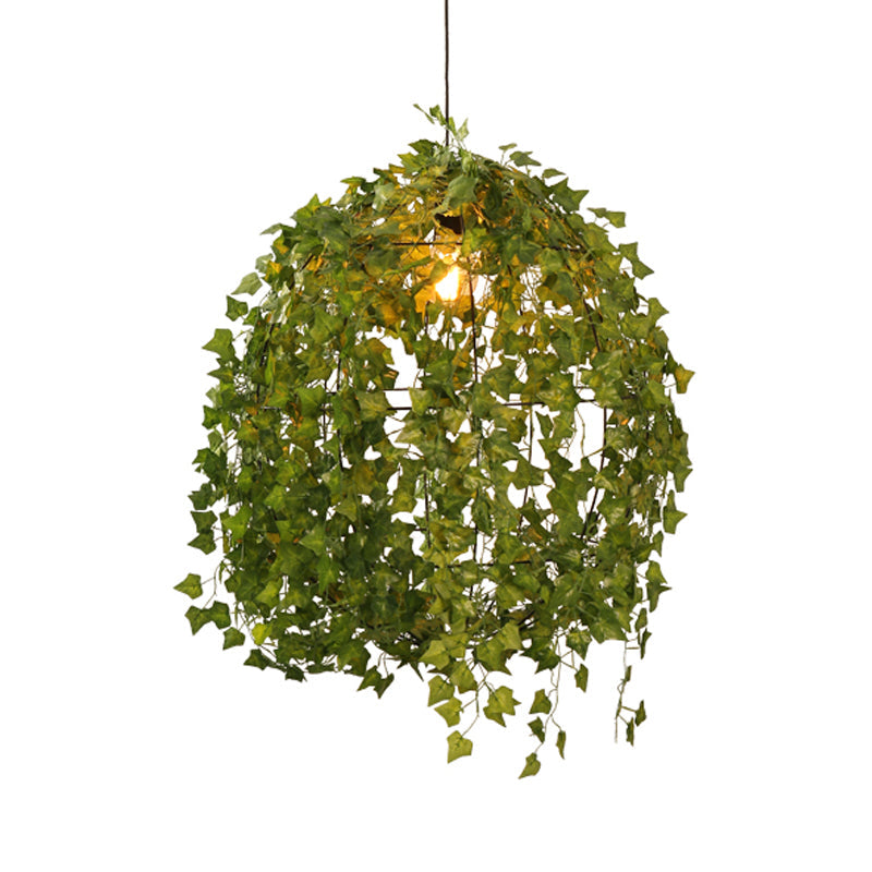 Sphere Restaurant Plant Suspension Lamp Industrial Metal 12"/23.5" Dia 1 Bulb Green LED Pendant Light Clearhalo 'Art Deco Pendants' 'Cast Iron' 'Ceiling Lights' 'Ceramic' 'Crystal' 'Industrial Pendants' 'Industrial' 'Metal' 'Middle Century Pendants' 'Pendant Lights' 'Pendants' 'Tiffany' Lighting' 519335