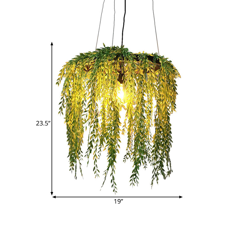 Plant Restaurant Hanging Lamp Vintage Metal 1 Head Black LED Down Lighting Pendant, 13"/19"/23" Width Clearhalo 'Art Deco Pendants' 'Black' 'Cast Iron' 'Ceiling Lights' 'Ceramic' 'Crystal' 'Industrial Pendants' 'Industrial' 'Metal' 'Middle Century Pendants' 'Pendant Lights' 'Pendants' 'Rustic Pendants' 'Tiffany' Lighting' 519437