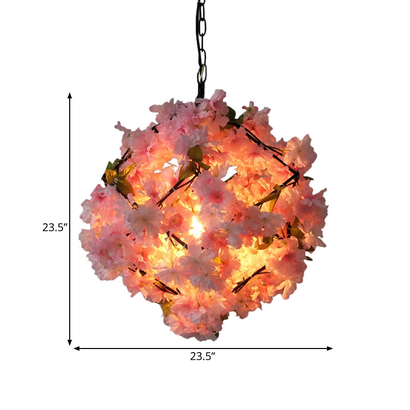 Cherry Blossom Restaurant Pendant Lighting Industrial Metal 1 Light Black Hanging Ceiling Light, 19.5