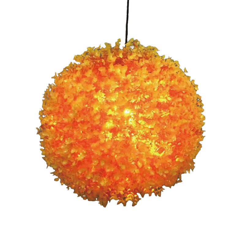 Metal Orange Hanging Light Spherical 1 Light Industrial LED Ceiling Lamp for Restaurant, 12