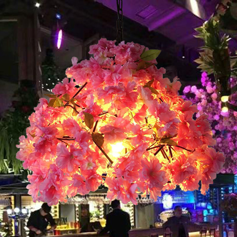 Vintage Blossom Suspension Lamp 1 Head Metal Pendant Light in Black for Restaurant, 15