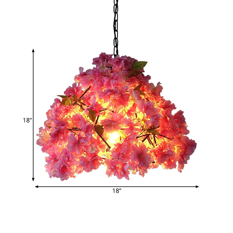 Vintage Blossom Suspension Lamp 1 Head Metal Pendant Light in Black for Restaurant, 15"/18"/23.5" Wide Clearhalo 'Art Deco Pendants' 'Black' 'Cast Iron' 'Ceiling Lights' 'Ceramic' 'Crystal' 'Industrial Pendants' 'Industrial' 'Metal' 'Middle Century Pendants' 'Pendant Lights' 'Pendants' 'Rustic Pendants' 'Tiffany' Lighting' 519508