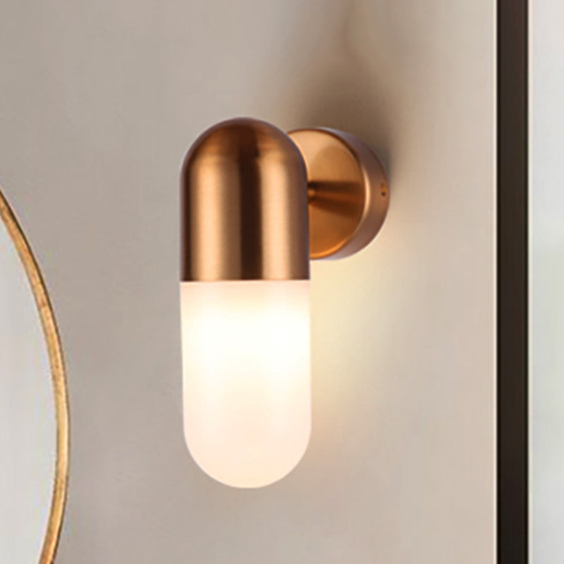 Capsule Metal Wall Sconce Light Postmodern 1 Light Black/Gray/White Wall Mounted Light for Bedroom Clearhalo 'Cast Iron' 'Glass' 'Industrial' 'Modern wall lights' 'Modern' 'Tiffany' 'Traditional wall lights' 'Wall Lamps & Sconces' 'Wall Lights' Lighting' 519835