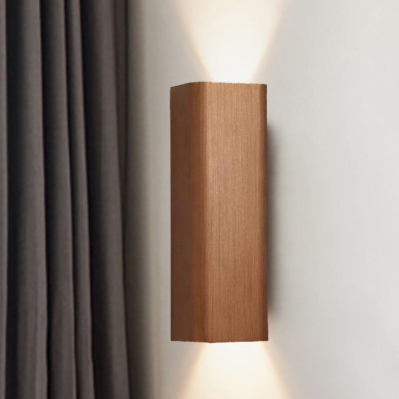 Modern Cuboid Wall Mounted Light Metal Living Room LED Up and Down Wall Sconce in Bronze/Gold/Coffee Clearhalo 'Cast Iron' 'Glass' 'Industrial' 'Modern wall lights' 'Modern' 'Tiffany' 'Traditional wall lights' 'Wall Lamps & Sconces' 'Wall Lights' Lighting' 519852