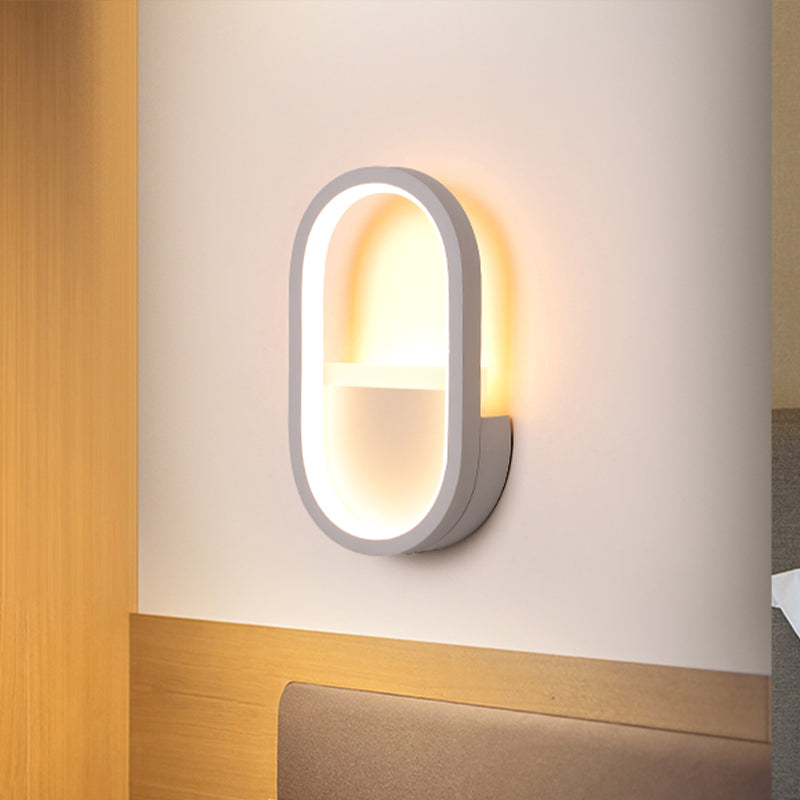 Oval Wall Light Fixture Contemporary Acrylic Black/White LED Wall Sconce in Warm/White Light Clearhalo 'Modern wall lights' 'Modern' 'Wall Lamps & Sconces' 'Wall Lights' Lighting' 519903