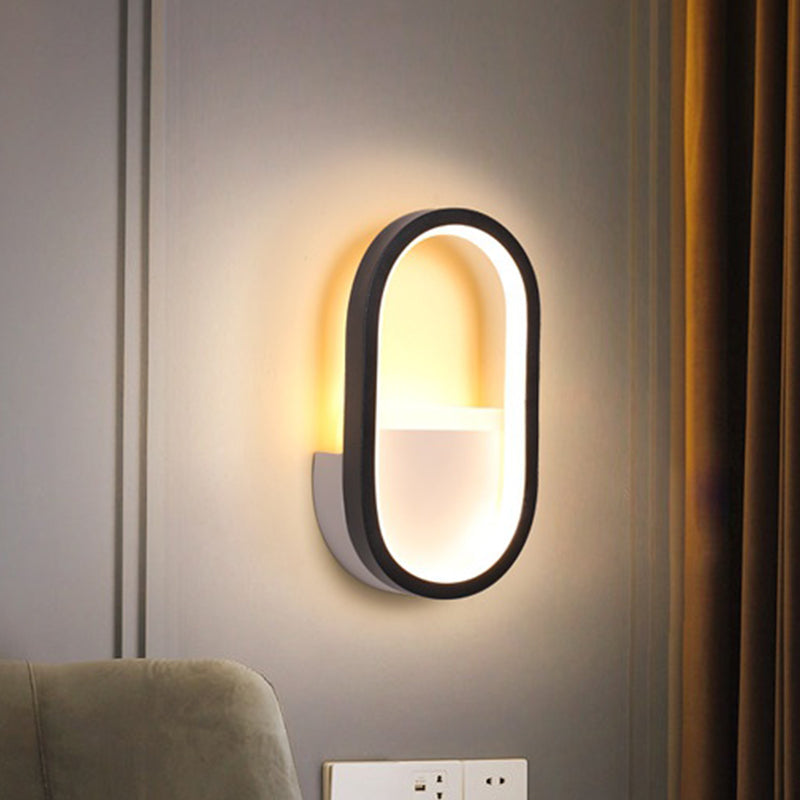 Oval Wall Light Fixture Contemporary Acrylic Black/White LED Wall Sconce in Warm/White Light Clearhalo 'Modern wall lights' 'Modern' 'Wall Lamps & Sconces' 'Wall Lights' Lighting' 519904