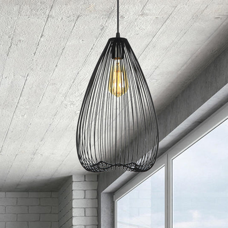 8"/9.5"/12" Wide Black 1 Light Hanging Light Vintage Metal Caged Ceiling Pendant Clearhalo 'Art Deco Pendants' 'Black' 'Cast Iron' 'Ceiling Lights' 'Ceramic' 'Crystal' 'Industrial Pendants' 'Industrial' 'Metal' 'Middle Century Pendants' 'Pendant Lights' 'Pendants' 'Rustic Pendants' 'Tiffany' Lighting' 519970