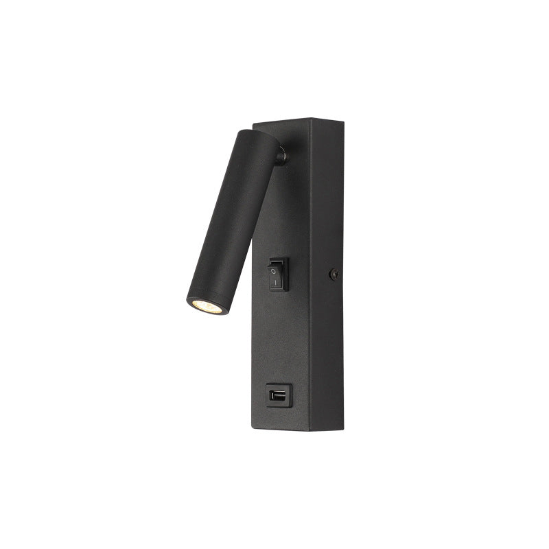 USB Rechargeable Tube Wall Sconce Simple Metal Integrated LED Black/White Wall Light Fixture, Warm/White Light Clearhalo 'Cast Iron' 'Glass' 'Industrial' 'Modern wall lights' 'Modern' 'Tiffany' 'Traditional wall lights' 'Wall Lamps & Sconces' 'Wall Lights' Lighting' 520358