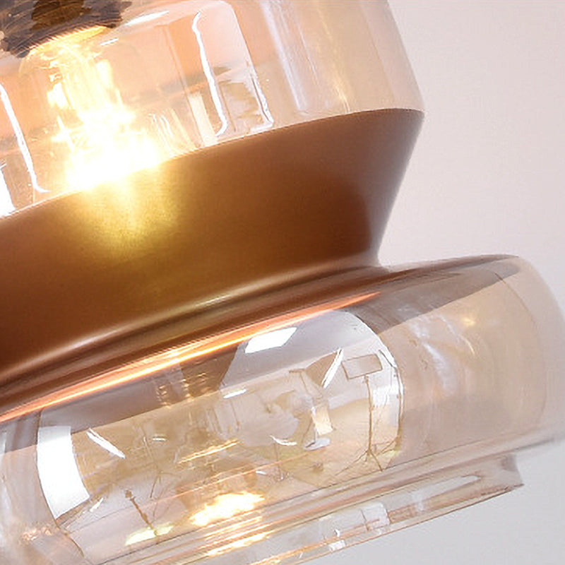 Copper Urn Pendant Lighting Fixture Modern 1 Head Clear Glass Hanging Lamp, 6.5"/8"/10" Wide Clearhalo 'Ceiling Lights' 'Chandeliers' 'Glass shade' 'Glass' 'Modern Pendants' 'Modern' 'Pendant Lights' 'Pendants' Lighting' 520375
