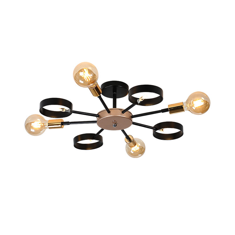 Sputnik Metal Flush Ceiling Light Post Modern 8 Heads Black LED Semi Flush Mount for Living Room Clearhalo 'Ceiling Lights' 'Close To Ceiling Lights' 'Close to ceiling' 'Glass shade' 'Glass' 'Pendant Lights' 'Semi-flushmount' Lighting' 520669
