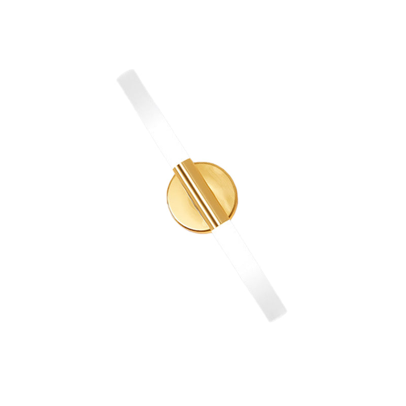 Minimalist Slim Tubular Wall Sconce White Glass LED Corner Wall Lighting Fixture in Brass Clearhalo 'Cast Iron' 'Glass' 'Industrial' 'Modern wall lights' 'Modern' 'Tiffany' 'Traditional wall lights' 'Wall Lamps & Sconces' 'Wall Lights' Lighting' 520748