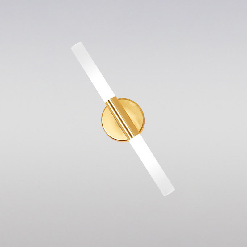 Minimalist Slim Tubular Wall Sconce White Glass LED Corner Wall Lighting Fixture in Brass Clearhalo 'Cast Iron' 'Glass' 'Industrial' 'Modern wall lights' 'Modern' 'Tiffany' 'Traditional wall lights' 'Wall Lamps & Sconces' 'Wall Lights' Lighting' 520749
