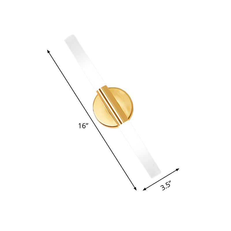 Minimalist Slim Tubular Wall Sconce White Glass LED Corner Wall Lighting Fixture in Brass Clearhalo 'Cast Iron' 'Glass' 'Industrial' 'Modern wall lights' 'Modern' 'Tiffany' 'Traditional wall lights' 'Wall Lamps & Sconces' 'Wall Lights' Lighting' 520750
