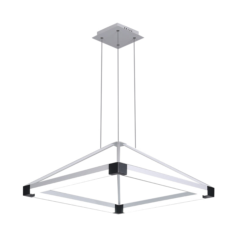 Acrylic Pyramid Shape Pendant Chandelier Contemporary Led 18"/23.5" Wide White/Coffee Hanging Lamp Fixture in White/Warm Light Clearhalo 'Ceiling Lights' 'Chandeliers' 'Modern Chandeliers' 'Modern' Lighting' 520865
