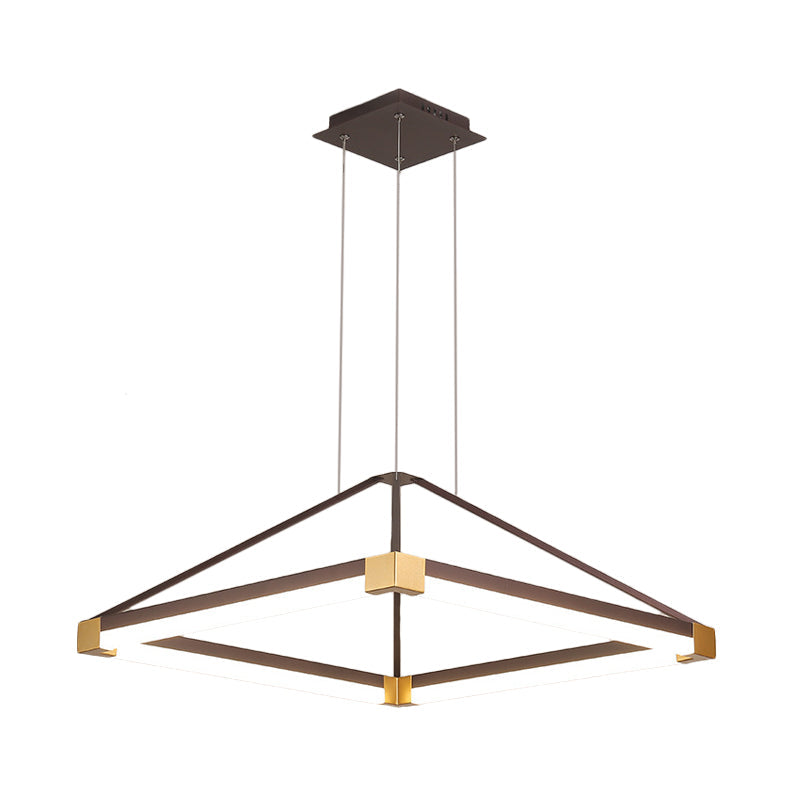 Acrylic Pyramid Shape Pendant Chandelier Contemporary Led 18"/23.5" Wide White/Coffee Hanging Lamp Fixture in White/Warm Light Clearhalo 'Ceiling Lights' 'Chandeliers' 'Modern Chandeliers' 'Modern' Lighting' 520868