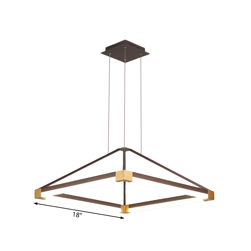 Acrylic Pyramid Shape Pendant Chandelier Contemporary Led 18"/23.5" Wide White/Coffee Hanging Lamp Fixture in White/Warm Light Clearhalo 'Ceiling Lights' 'Chandeliers' 'Modern Chandeliers' 'Modern' Lighting' 520869