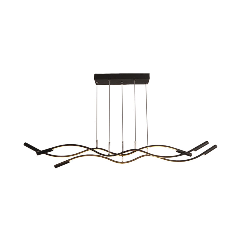 White/Black Waved Linear Chandelier Lighting Modernist 3 Lights Acrylic Led Ceiling Hung Lamp Fixture in White/Warm Light Clearhalo 'Ceiling Lights' 'Chandeliers' 'Modern Chandeliers' 'Modern' Lighting' 520883