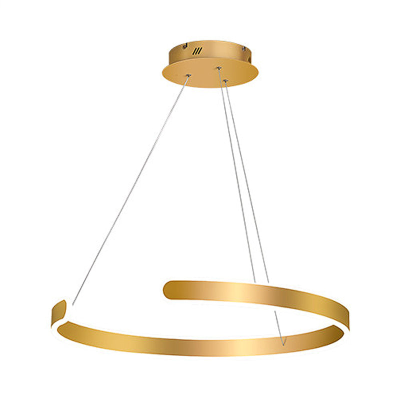 1/2/3 Lights Dining Room Chandelier with Ring Acrylic Shade Modern Gold Led Hanging Light Fixture in White/Warm Light Clearhalo 'Ceiling Lights' 'Chandeliers' 'Modern Chandeliers' 'Modern' Lighting' 520965