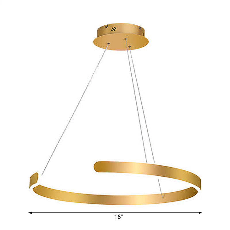 1/2/3 Lights Dining Room Chandelier with Ring Acrylic Shade Modern Gold Led Hanging Light Fixture in White/Warm Light Clearhalo 'Ceiling Lights' 'Chandeliers' 'Modern Chandeliers' 'Modern' Lighting' 520966