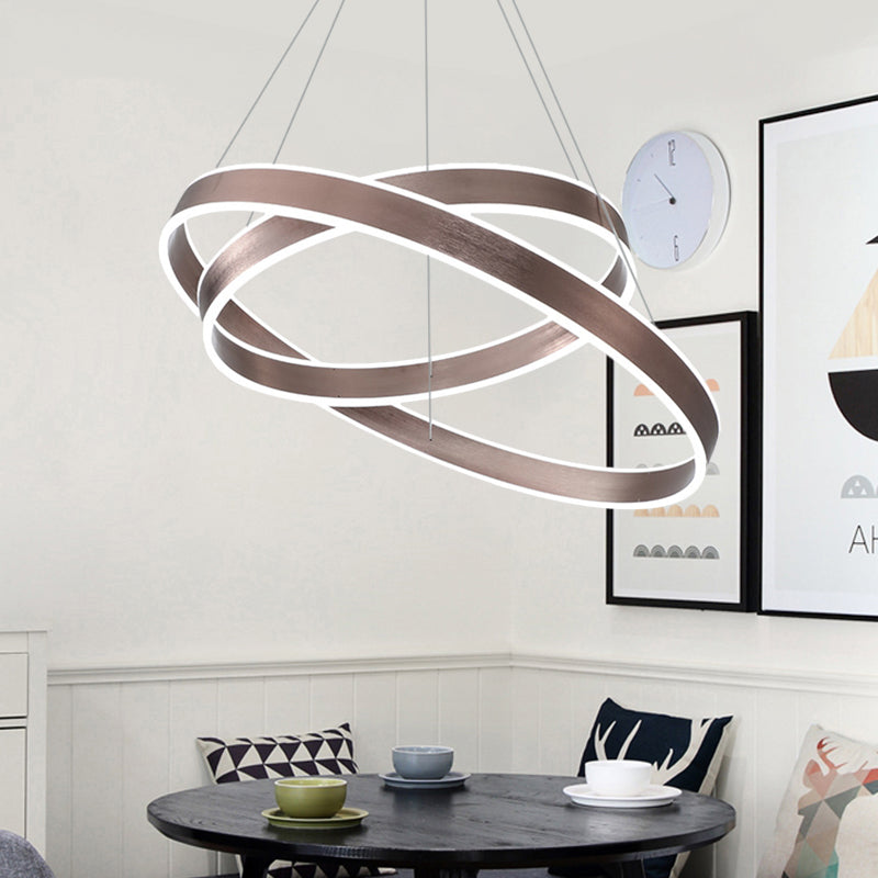 Modern Twisted Pendant Chandelier Acrylic 1/2/3 Lights Living Room Hanging Ceiling Light in Brown, Natural Light 2 Brown Clearhalo 'Ceiling Lights' 'Chandeliers' 'Modern Chandeliers' 'Modern' Lighting' 520971