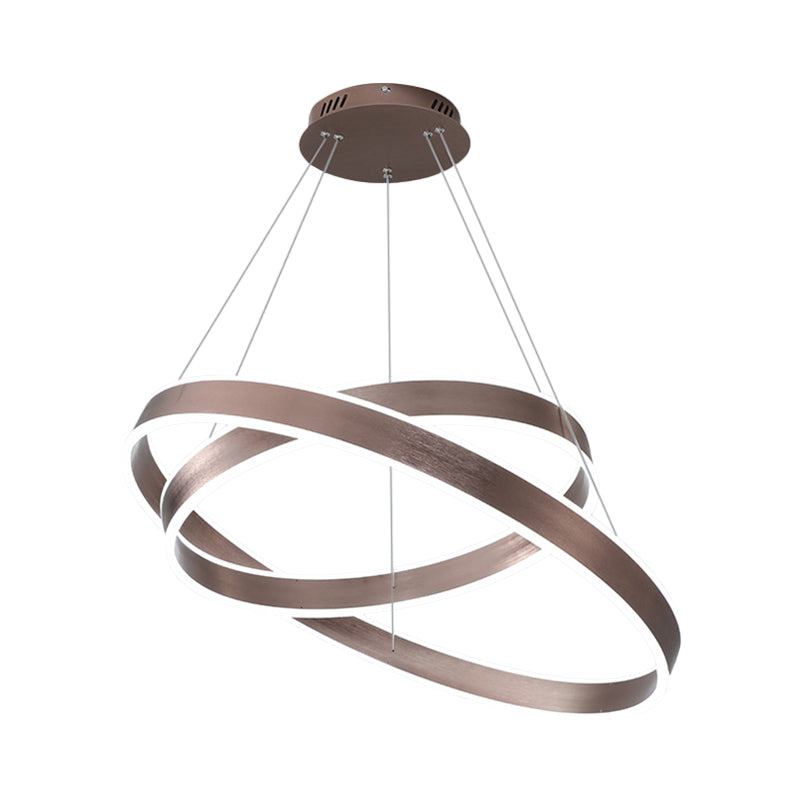 Modern Twisted Pendant Chandelier Acrylic 1/2/3 Lights Living Room Hanging Ceiling Light in Brown, Natural Light Clearhalo 'Ceiling Lights' 'Chandeliers' 'Modern Chandeliers' 'Modern' Lighting' 520973