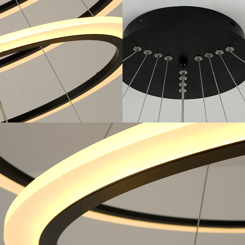 Ring Pendant Chandelier Contemporary Acrylic 1/2/3 Lights Gold Led Hanging Light Fixture in White/Warm Light Clearhalo 'Ceiling Lights' 'Chandeliers' 'Modern Chandeliers' 'Modern' Lighting' 521008