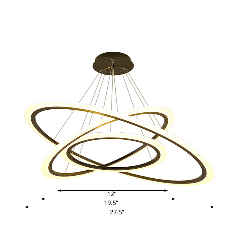 Ring Pendant Chandelier Contemporary Acrylic 1/2/3 Lights Gold Led Hanging Light Fixture in White/Warm Light Clearhalo 'Ceiling Lights' 'Chandeliers' 'Modern Chandeliers' 'Modern' Lighting' 521013
