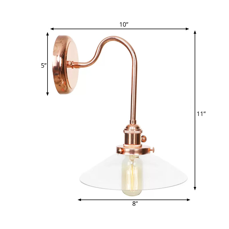 Copper Saucer/Scalloped Sconce Light Fixture Vintage White/Clear Glass 1 Light Indoor Wall Lamp Clearhalo 'Art deco wall lights' 'Cast Iron' 'Glass' 'Industrial wall lights' 'Industrial' 'Middle century wall lights' 'Modern' 'Rustic wall lights' 'Tiffany' 'Traditional wall lights' 'Wall Lamps & Sconces' 'Wall Lights' Lighting' 521293