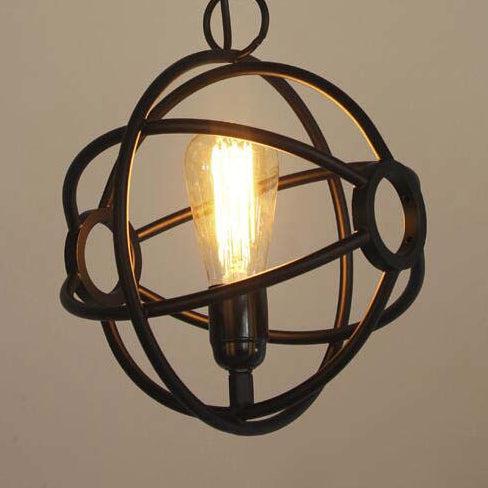 1 Head Orbit Pendant Lighting Fixture Antique Style Black/Dark Rust Iron Hanging Lamp for Dining Table Black Clearhalo 'Art Deco Pendants' 'Black' 'Cast Iron' 'Ceiling Lights' 'Ceramic' 'Crystal' 'Industrial Pendants' 'Industrial' 'Metal' 'Middle Century Pendants' 'Pendant Lights' 'Pendants' 'Rustic Pendants' 'Tiffany' Lighting' 5257