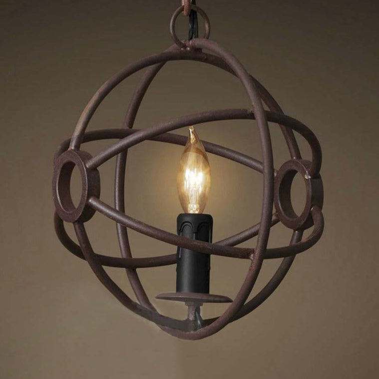 1 Head Orbit Pendant Lighting Fixture Antique Style Black/Dark Rust Iron Hanging Lamp for Dining Table Rust Clearhalo 'Art Deco Pendants' 'Black' 'Cast Iron' 'Ceiling Lights' 'Ceramic' 'Crystal' 'Industrial Pendants' 'Industrial' 'Metal' 'Middle Century Pendants' 'Pendant Lights' 'Pendants' 'Rustic Pendants' 'Tiffany' Lighting' 5261