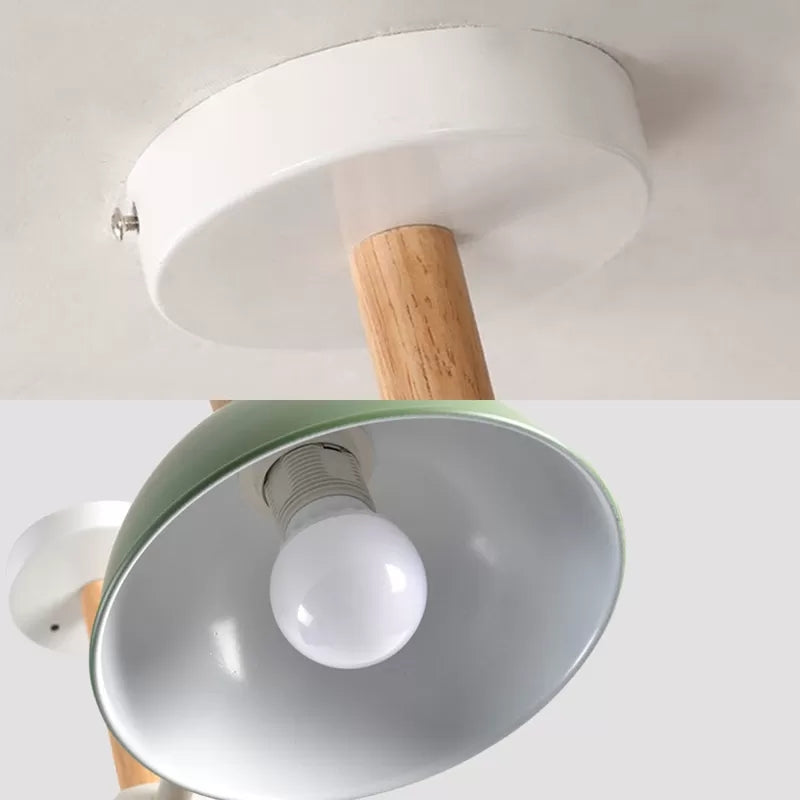 Domed Shade Office Hanging Lamp Metal Six Heads Nordic Stylish Chandelier Light Clearhalo 'Ceiling Lights' 'Chandeliers' Lighting' options 53305