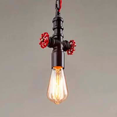 Black/Bronze Pipe Pendant Light Farmhouse Style Metal 1 Bulb Restaurant Ceiling Fixture with Valve Black Straight Clearhalo 'Art Deco Pendants' 'Black' 'Cast Iron' 'Ceiling Lights' 'Ceramic' 'Crystal' 'Industrial Pendants' 'Industrial' 'Metal' 'Middle Century Pendants' 'Pendant Lights' 'Pendants' 'Rustic Pendants' 'Tiffany' Lighting' 5341