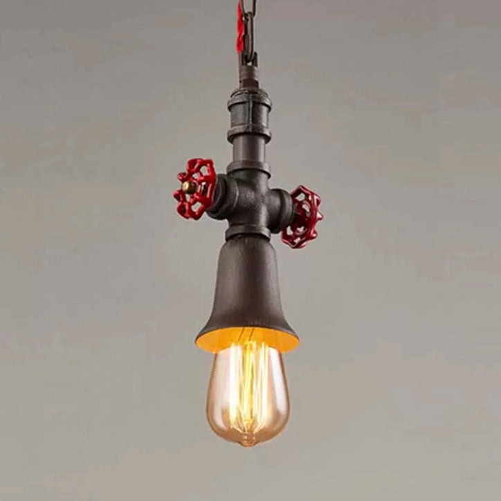 Black/Bronze Pipe Pendant Light Farmhouse Style Metal 1 Bulb Restaurant Ceiling Fixture with Valve Bronze Bell Clearhalo 'Art Deco Pendants' 'Black' 'Cast Iron' 'Ceiling Lights' 'Ceramic' 'Crystal' 'Industrial Pendants' 'Industrial' 'Metal' 'Middle Century Pendants' 'Pendant Lights' 'Pendants' 'Rustic Pendants' 'Tiffany' Lighting' 5348