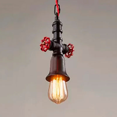 Black/Bronze Pipe Pendant Light Farmhouse Style Metal 1 Bulb Restaurant Ceiling Fixture with Valve Black Bell Clearhalo 'Art Deco Pendants' 'Black' 'Cast Iron' 'Ceiling Lights' 'Ceramic' 'Crystal' 'Industrial Pendants' 'Industrial' 'Metal' 'Middle Century Pendants' 'Pendant Lights' 'Pendants' 'Rustic Pendants' 'Tiffany' Lighting' 5350
