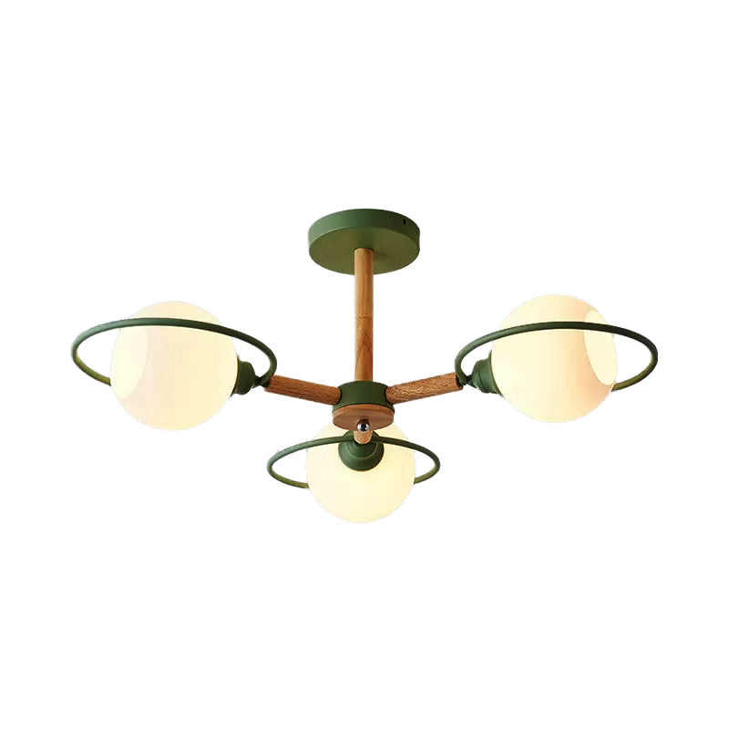 Milk Glass Spherical Shade Chandelier Kitchen 3 Lights Nordic Style Pendant Lighting Green Clearhalo 'Ceiling Lights' 'Chandeliers' Lighting' options 53588_41bed4ca-98d4-47bd-a397-ba4b89dd011b
